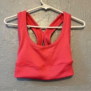 Women's Pink Ribbed Sports Bra